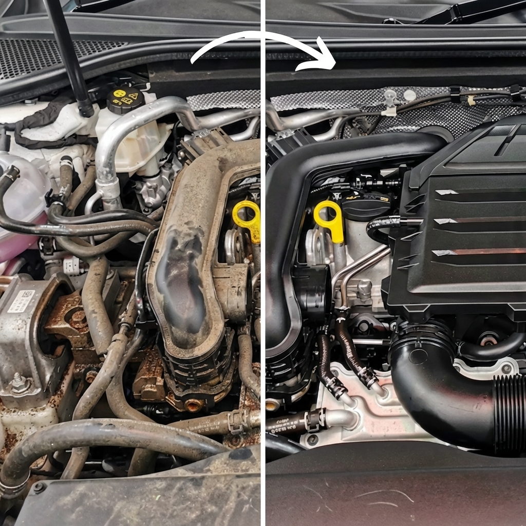 Engine bay cleaning and degreasing service
