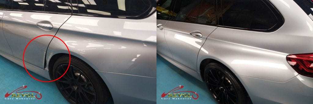 BMW panel beating and dent repair before and after